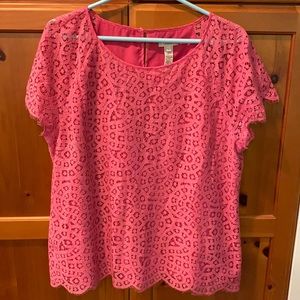 J.Crew Lace Shell Short Sleeve, Size 14